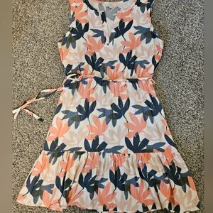 LOFT Multicolor Floral Dress with Tie Waist